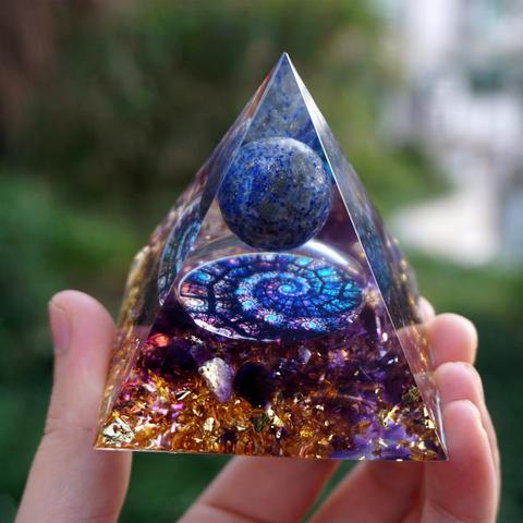 HANDMADE LAPIS LAZULI SPHERE AMETHYST ORGONE PYRAMID 60MM ► Photo 1/6