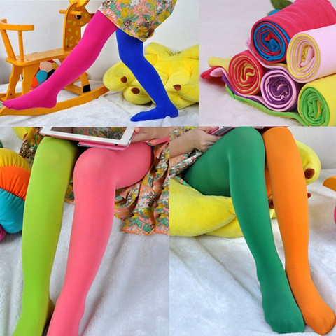 Candy Color Mixed Girls Velvet Tights Patchwork Baby Girl Stretch Trouser Skinny Pants Kids Dance Tights Pantyhose Stocking 3-7Y ► Photo 1/6