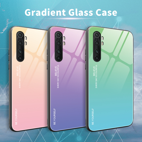 For Xiaomi Mi Note 10 Lite Case Hard Tempered Glass fashion Gradient Protective Back Cover case For xiaomi mi note 10 lite shell ► Photo 1/6