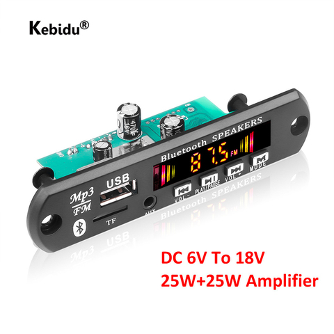 12V 18V 50W Amplifier Car FM Radio Module Stereo Bluetooth 5.0 MP3 Player Decoder Board Support TF USB AUX Recorders 2*25W ► Photo 1/1