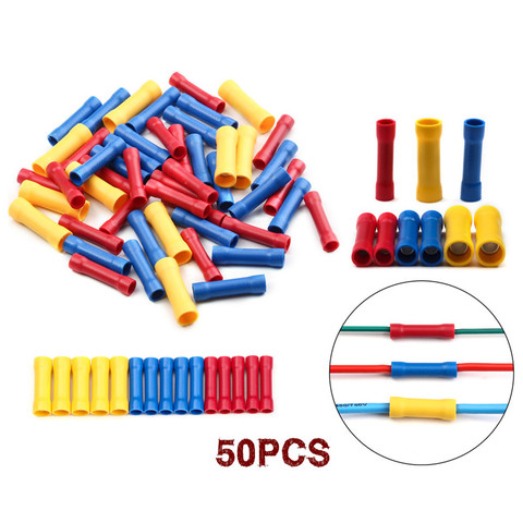 50/100pcs BV1.25 BV2.5 BV5.5 Insulated Crimp Terminals Electrical Wire Cable Crimping Terminal Connector Set Assortment Kit ► Photo 1/6