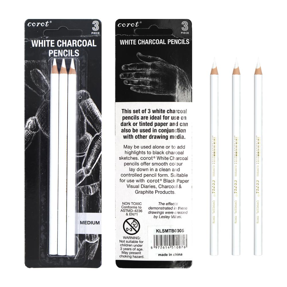 White Charcoal Pencil Professional Sketching Highlight Pen Art Painting Supplies 