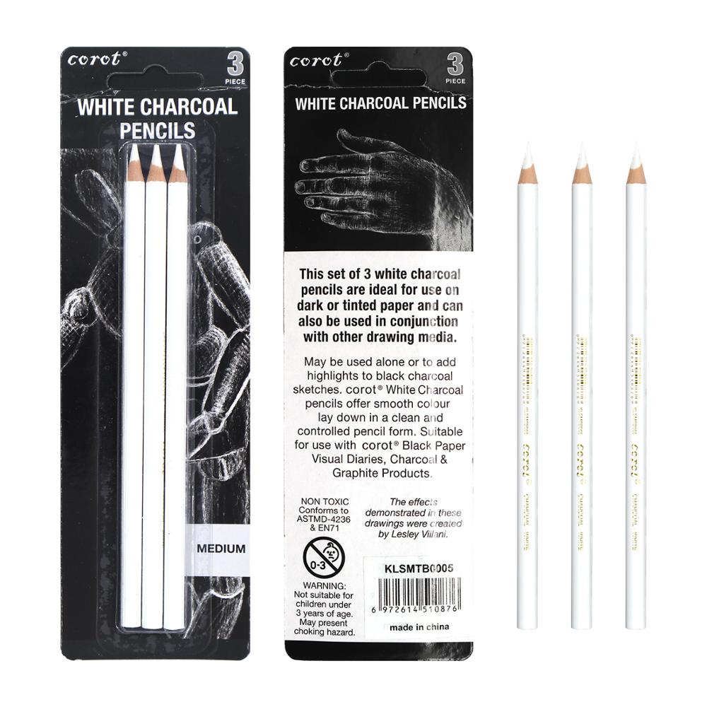 Bianyo Black Charcoal Pencils - 12 Piece Set (Medium) 