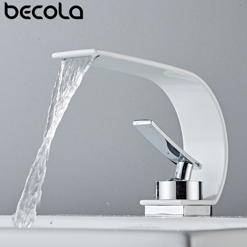 Becola Wholesale And Retail Deck Mount Waterfall Bathroom Faucet Vanity Vessel Sinks Mixer Tap Cold And Hot Water Tap ► Photo 1/6