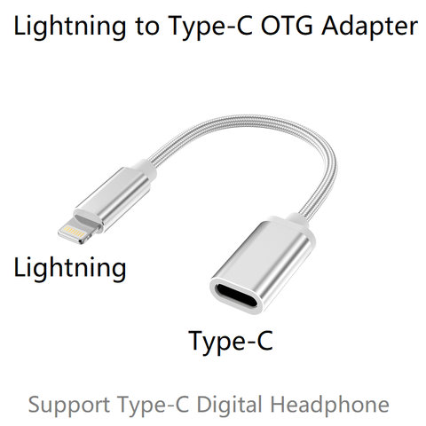 Lightning Male to Type-C Female OTG Adapter for iPhone 11 Pro Max,Xs Max,Xr,iPad Air,iPod Support USB-C Digital Headphone DAC ► Photo 1/6