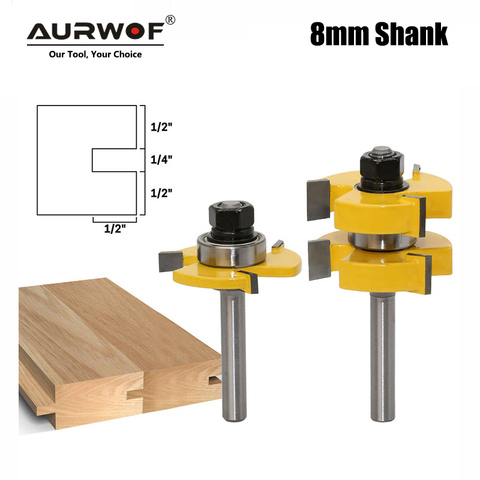 2 pcs 8mm Shank Tongue Groove Joint Router Bits T Slot Assemble Milling Cutter for Wood Woodworking Cutting Tools MC02054 ► Photo 1/6