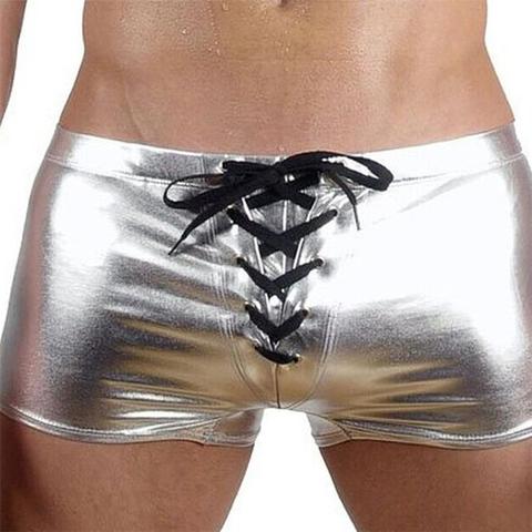 Fashion Club Men's Lace Up Patent Leather Boxers Underwear Underpants Shorts ► Photo 1/6