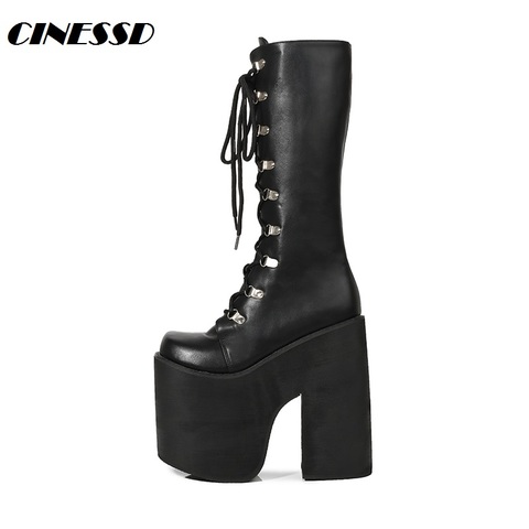 Custom large yards outside single high-barrel women's boots 17cm new nightclub DJ hate sky high stage catwalk heels women shoes ► Photo 1/6