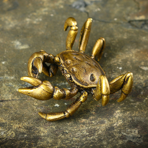 Pure Copper Solid Lukcy Crab Sculpture Tea Pet Ornament Accessories Retro Bronze Animal Miniature Figurines Desktop Decorations ► Photo 1/6