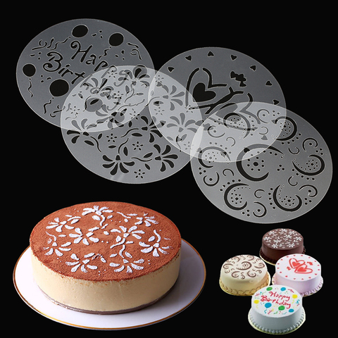 4 Pcs Stencils Flower Cake Plastic Spray Mold Cake Birthday Decoration Wedding Cake Bakery Tools DIY Mold Fondant Mold ► Photo 1/6