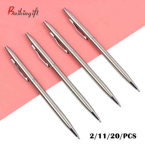 2/11/20/PCS Metal Ballpoint Pen 0.7mm Stainless Steel Ball Pen for School Gift Set Student Stationery Office Supplies Pens ► Photo 1/6