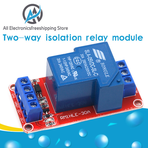 1PCS 5V 30A Two-way isolation relay module High/low level trigger 5V 30A 1-Channel Relay Module+Electronic With Optocoupler ► Photo 1/6