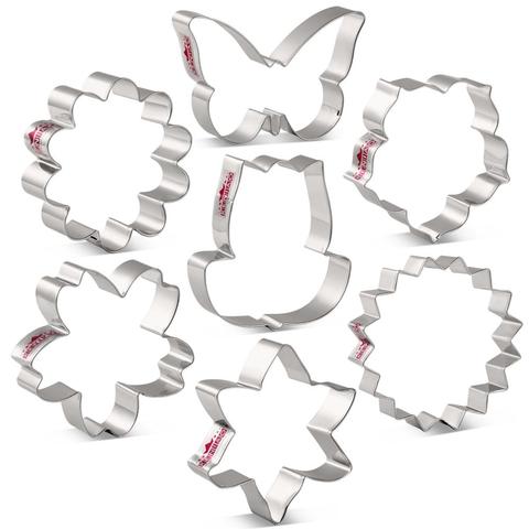 KENIAO Flowers Cookie Cutter - Lily, Daisy, Sunflower, Cherry Blossoms, Tulip Biscuit Fondant Cutters  - Stainless Steel ► Photo 1/5