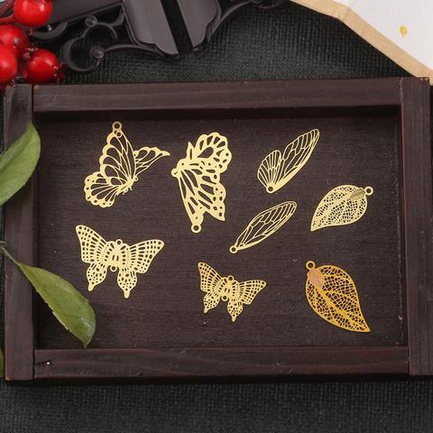 New Fashion 10Pcs DIY Butterfly Golden Copper Hollow Mold Crafts Ornaments For Necklace Jewelry Making Findings ► Photo 1/6