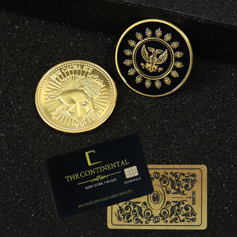 John Wick Movie Gold Coin Cosplay Continental Hotel Card Adjudicator Black Medallion Keanu Reeves Fans Collection Props ► Photo 1/1