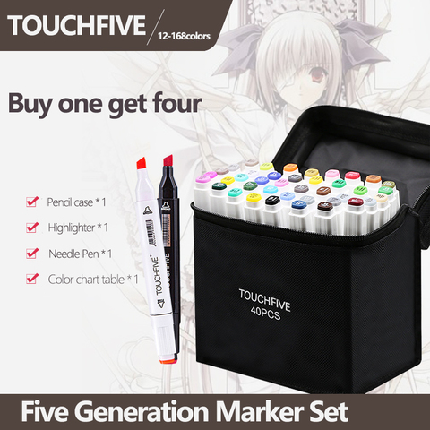 TOUCHFIVE Markers set 12 30 40 80 Colors Dual Tips Alcohol Graphic  Sketching Markers Pen for Bookmark Manga Drawing Art Supplies