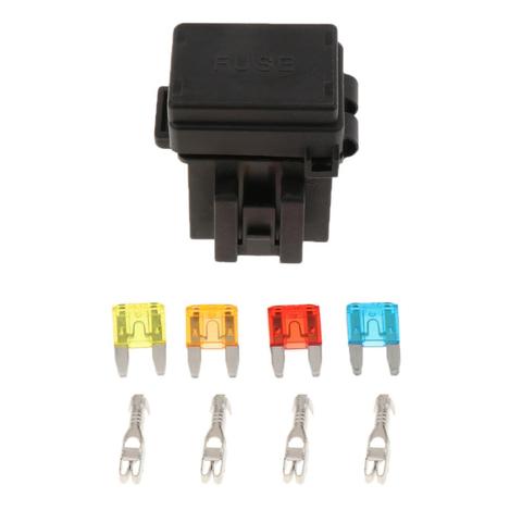 Relay Box, 4-Slot 1 Relays & 4 Fuses Holder Block with Metallic Pins for Automotive and Marine Engine Bay ► Photo 1/6