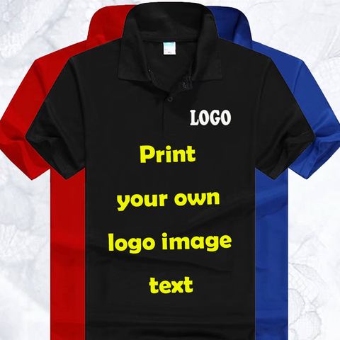Custom Summer Men Solid Color Short Sleeve Polo Shirt Tops Tee DIY Print Your Own Design Photo Women Personalized Casual shirt ► Photo 1/6