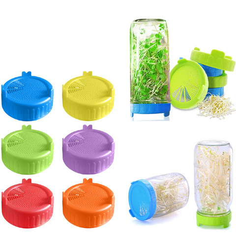 1PC Sprouting Lid Food Grade Mesh Sprout Cover Kit Seed Growing Germination Vegetable Silicone Sealing Ring Lid ► Photo 1/6