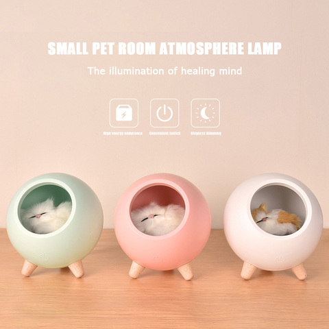 Touch Dimming Kitten Night Light  Pet House Atmosphere LED Night Light Cat House Touch Dimming Table Lamp For Kids Bedroom Gifts ► Photo 1/6