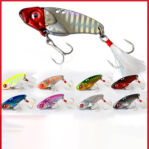 1Pcs Metal VIB 5/10/15/20g Fishing Lure Vibration Spoon Hard Baits with Feather Crankbait Wobbler Swimbait Cicada VIB Tackle ► Photo 1/6