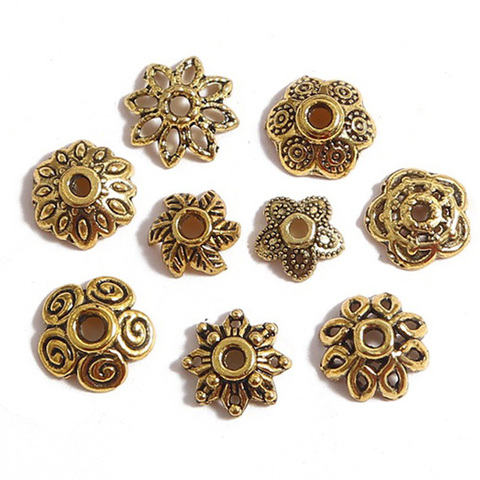 50pcs Antique Gold Color Metal Flower Loose Spacer Beads Caps Wholesale lot for Jewelry Making DIY Crafts Findings 32#~53# ► Photo 1/4