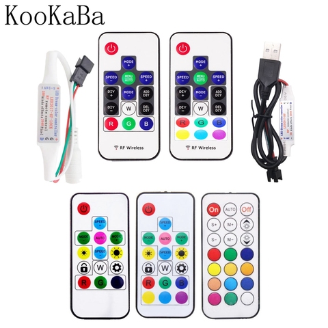 USB/DC MINI 3Keys RF 14/17/21Keys LED Pixel Strip Light Controller For WS2811 WS2812B SK6812 1903 With Remote Controller DC5-24V ► Photo 1/6