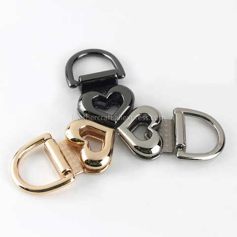 2pcs Metal Bag Side Anchor Gusset Hanger Clamps Heart Shape Bag Side Edge Anchor Link Hardware with D Rings for Bag Purse ► Photo 1/6