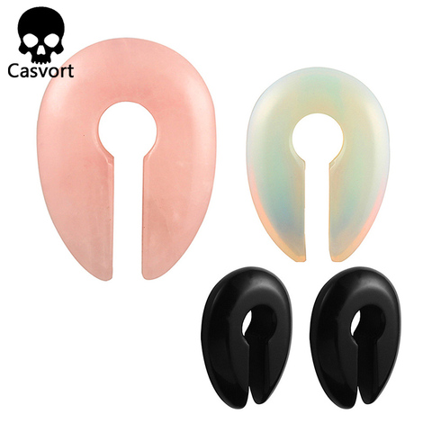 Casvort 2PCS Keyhole Pink Opal Ear Weight Hanger Ear Stretcher Expander Weights Piercing Body Jewelry Earring Spiral Gauges Ear ► Photo 1/6