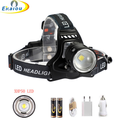 Super Bright Led headlamp XHP50 Headlight High lumens USB Rechargeable Powerful Head Light Zoom Head Torch Head Light ► Photo 1/6