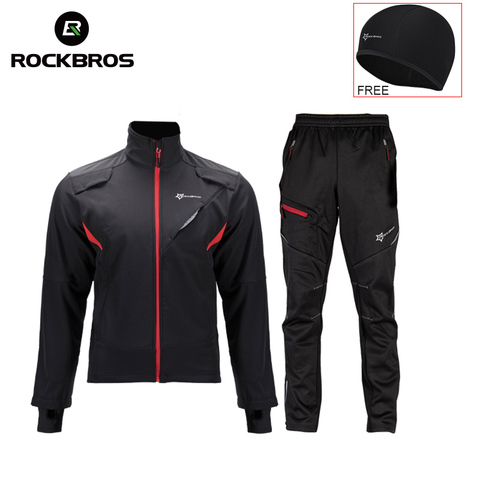 ROCKBROS Winter Cycling Set Thermal Fleece Sportswear Windproof Jacket Unisex Man Woman Trousers Outdoor Sport Suit Clothing Set ► Photo 1/6