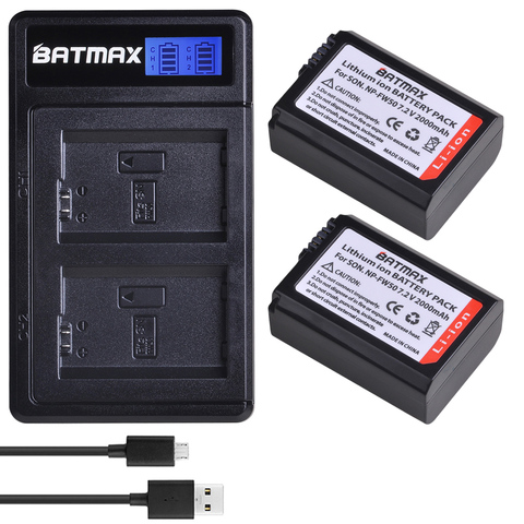 Bamtax NP-FW50 NP FW50 NPFW50 npfw50 battery+LCD Dual Charger for Sony Alpha a6500 a6300 a6400 a6000 a5000 a3000 NEX-3 a7R ► Photo 1/6