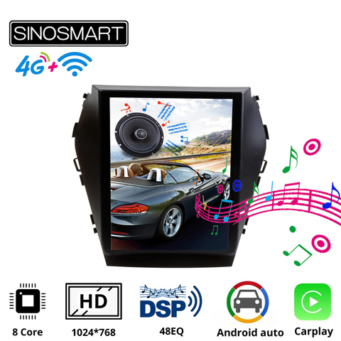 Sinosmart Car GPS Navigation Player for Hyundai IX45 Santa Fe 2012-17 Support Car With Factory OEM NAVI/Amplifier Tesla style ► Photo 1/2