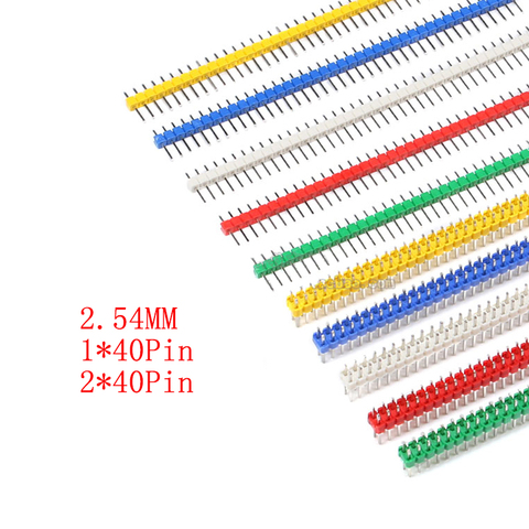 10Pcs 1*40P 2*40P Male Breakable Pin Header Strip 2.54mm Straight Pin Header Strip Connector for PCB Board DIY Soldering ► Photo 1/6
