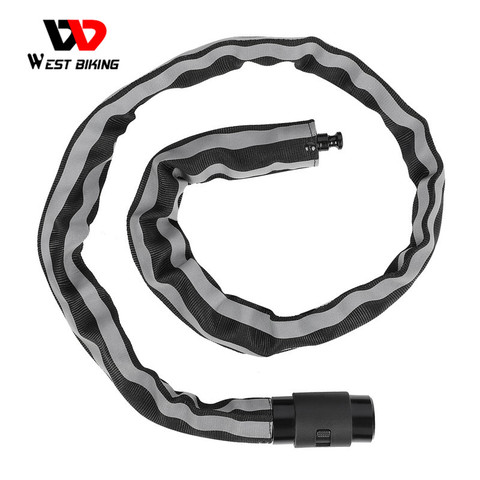 WEST BIKING Bicycle Lock Anti-Theft Security Chain Lock With 2 Keys MTB Road Bike Motorcycle Scooter Reflective Cycling Lock ► Photo 1/6