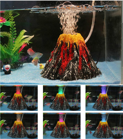 New Fashion Aquarium Volcano Stone Decoration Fish Tank Bubble Volcano Eruption Aquarium Ornament Used With Air Pump Led Light ► Photo 1/6