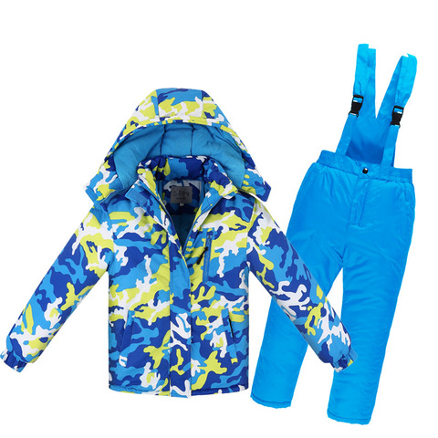 Kid's Ski Suit Boys Girls Camouflage Waterproof Windproof Hooded Snow Jacket Pants Children's Outdoor Snowboard Jacket Snow Suit ► Photo 1/6