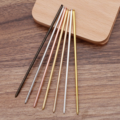 5 PCS 3x130mm Metal Brass Hair Sticks Base Setting 7 Colors Plated Hairpins DIY Accessories For Jewelry Making ► Photo 1/6