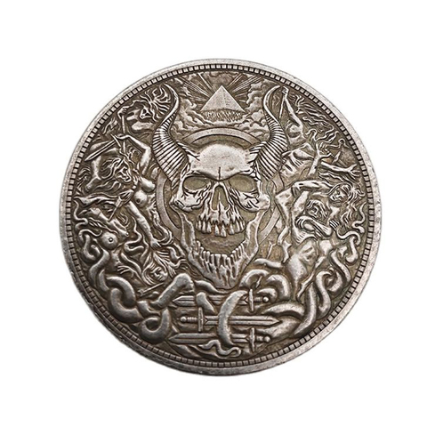 1881 America Commemorative Coins Skull And Sword Collection Coins Crafts Brass Silver Plated Home Decoration Gifts ► Photo 1/6