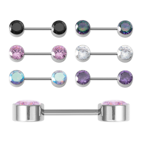 2Pcs Cubic Zirconia Nipple Piercing Jewelry 316L Stainless Steel Nipple Rings Barbell Crystal Ball Piercing Nipple Shield 14G ► Photo 1/6