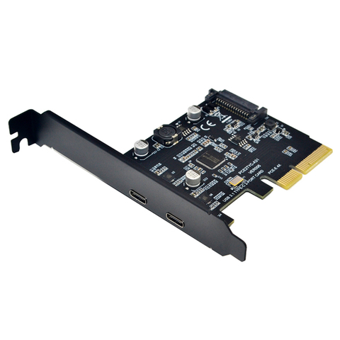 USB 3.1 PCIE PCI Express Expansion Card PCI-E 4X to USB 3.1 Gen2 10Gbps 2-Port USB C Adapter ASMedia ASM3142 Chipset For Desktop ► Photo 1/6