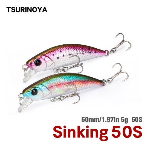 TSURINOYA 50S Sinking Minnow Fishing Lure 50mm 5g INTRUDER Trout Artificial Hard Baits Jerkbait Long Casting Stream Tackle ► Photo 1/6