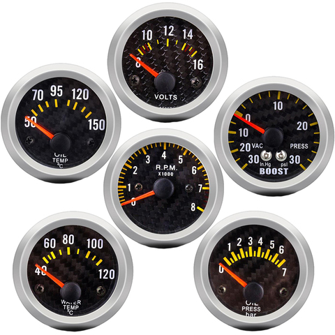 Boost gauge bar psi/Vacuum/Water temp/Oil temp/Oil pressure/Voltmeter/Tachometer RPM Car Gauge + Gauges holder tacometro digital ► Photo 1/6