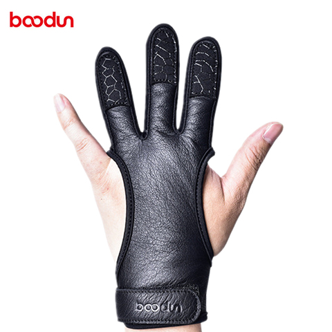 1 PCS Men Women 3 Fingers Archery Gloves Genuine Cowhide Leather Anti Slip Breathable Finger Guard Pad Protector Bow Glove ► Photo 1/6