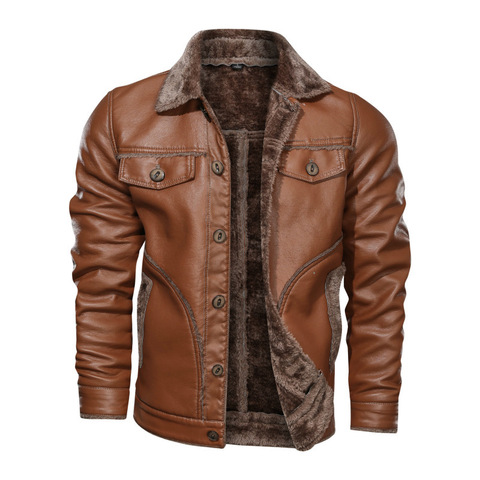 2022 New Russian Winter Leather Jacket Men Top quality Faux Fur Warm Leather Jackets Male Coats Jaqueta De Couro Masculina 8XL ► Photo 1/6