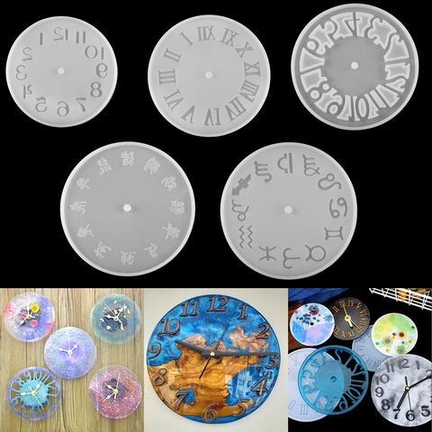 5Style Classic Clock Silicone Molds Arabic Numeral Clock UV Epoxy Resin Mold for DIY Handmade Carfts Home Decoration Accessories ► Photo 1/6