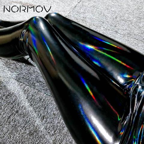 NORMOV Leather Leggings PU Black Seamless Gothic Slim Long Pants Women High Waist Sexy Skinny Leggings Windproof ► Photo 1/6