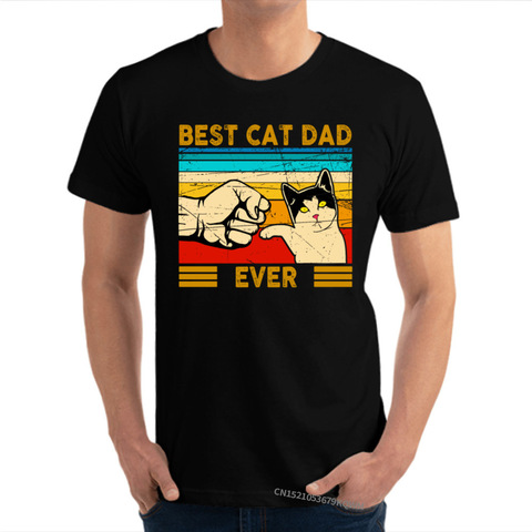 Best Cat Dad Ever Cat Daddy Vintage T Shirts Lover Father Camisa 100% Premium Cotton Funny Cat Best Birthday Tshirt for Men ► Photo 1/6