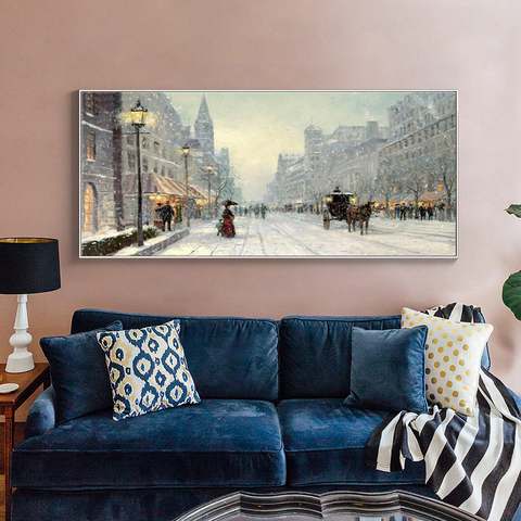 Modern Abstract City Winter Snow Landscape Oil Painting on Canvas Posters and Prints Cuadros Wall Art Pictures For Living Room ► Photo 1/6