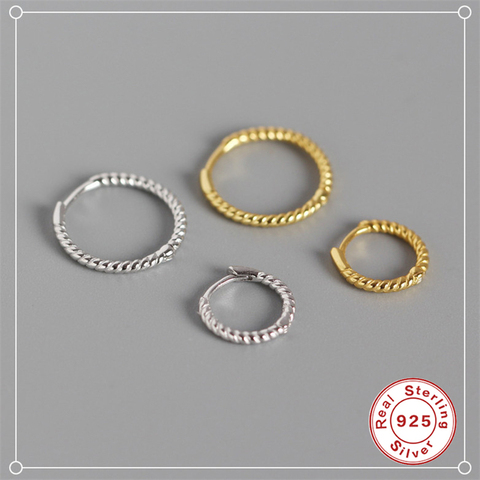 ROXI Simple Small Hoop Earrings for Women Twisted Lines Circle 100% 925 Sterling Silver Earrings Ear Rings Clip Huggie Earrings ► Photo 1/6